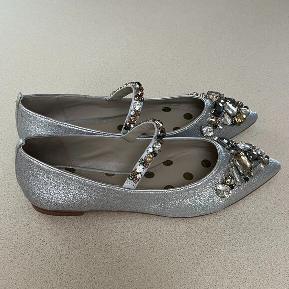 Boden brand silver "gem" encrusted flat shoes, size 40 - Picture 2 of 3